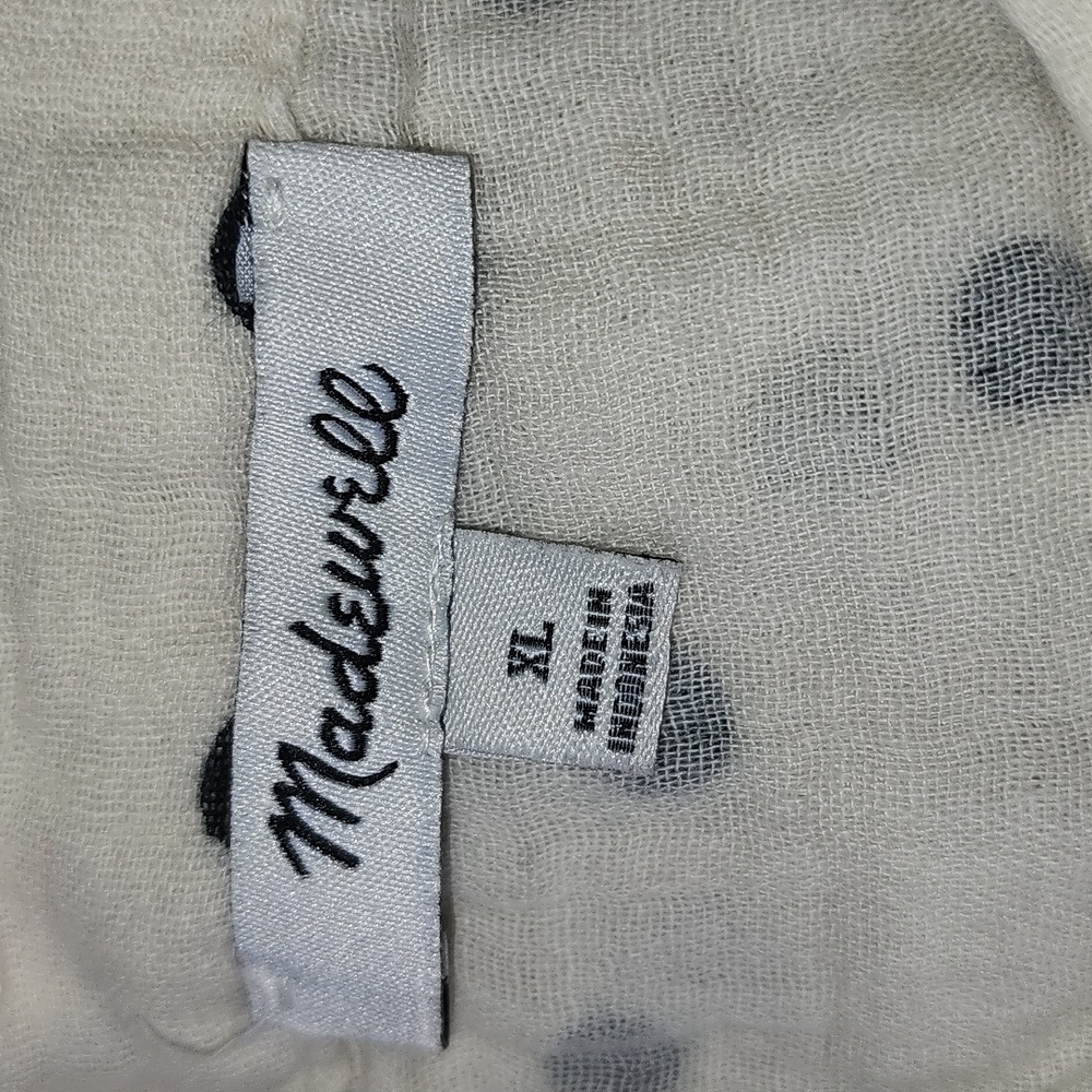 Madewell Cream and Black Polka Lightspun Harlow Square-Neck Top SIZE XL - Picture 3 of 7